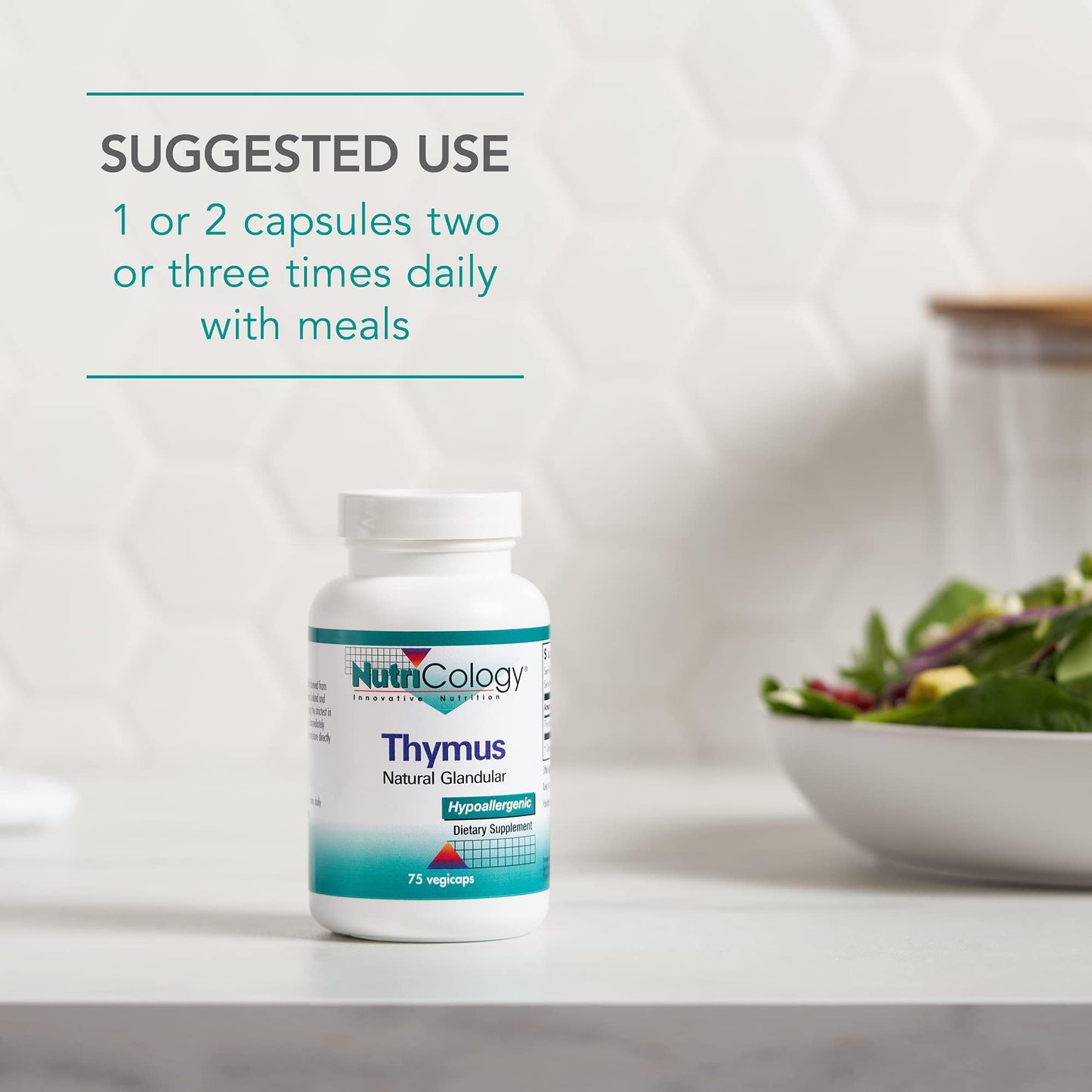 Nutricology Thymus Supplement - 1000mg Ovine Glandular (Lyophilized) | Hypoallergenic | 75 Count