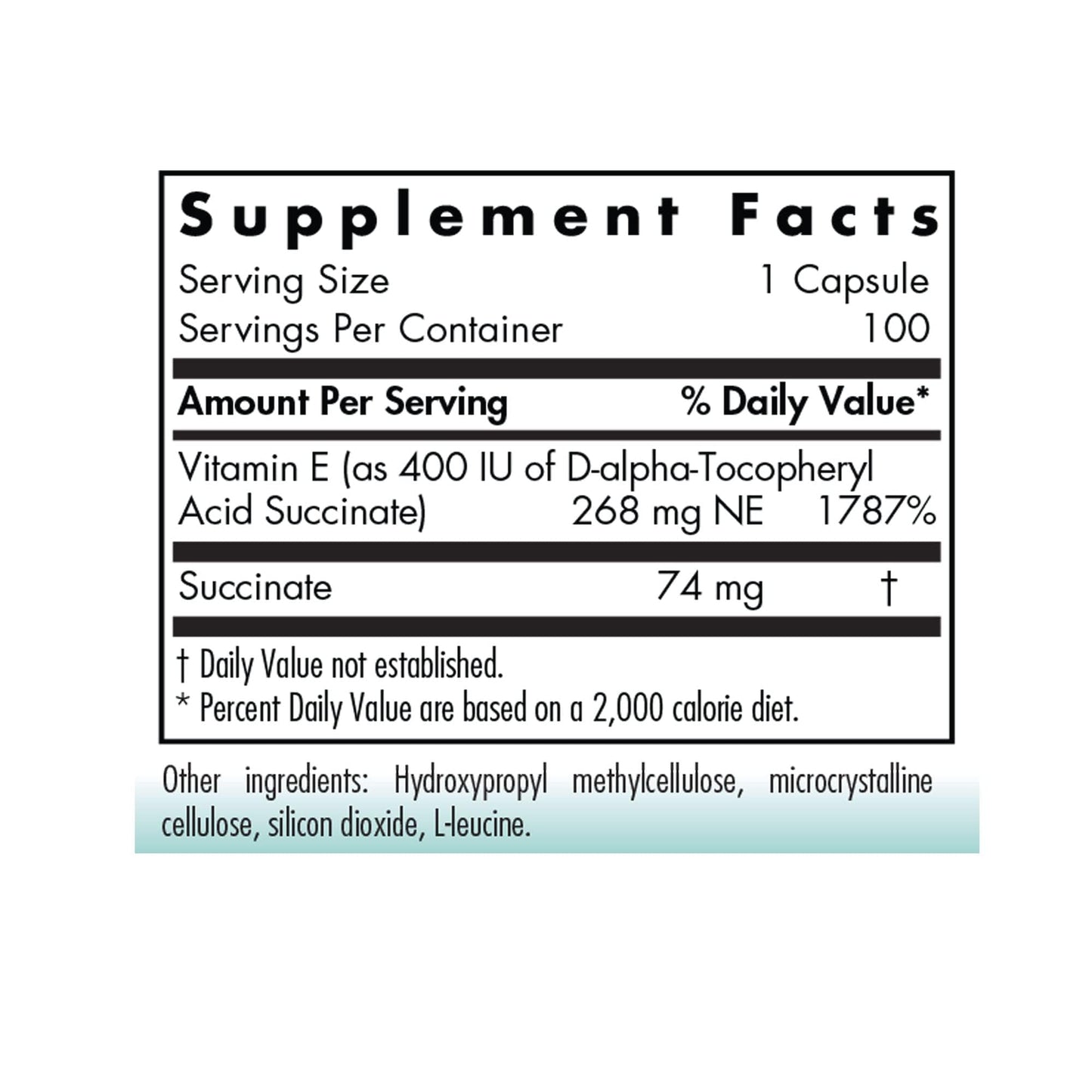 Nutricology Vitamin E Succinate Supplement – 400 IU D-Alpha-Tocopheryl, Vegetarian Capsules, 100 Count