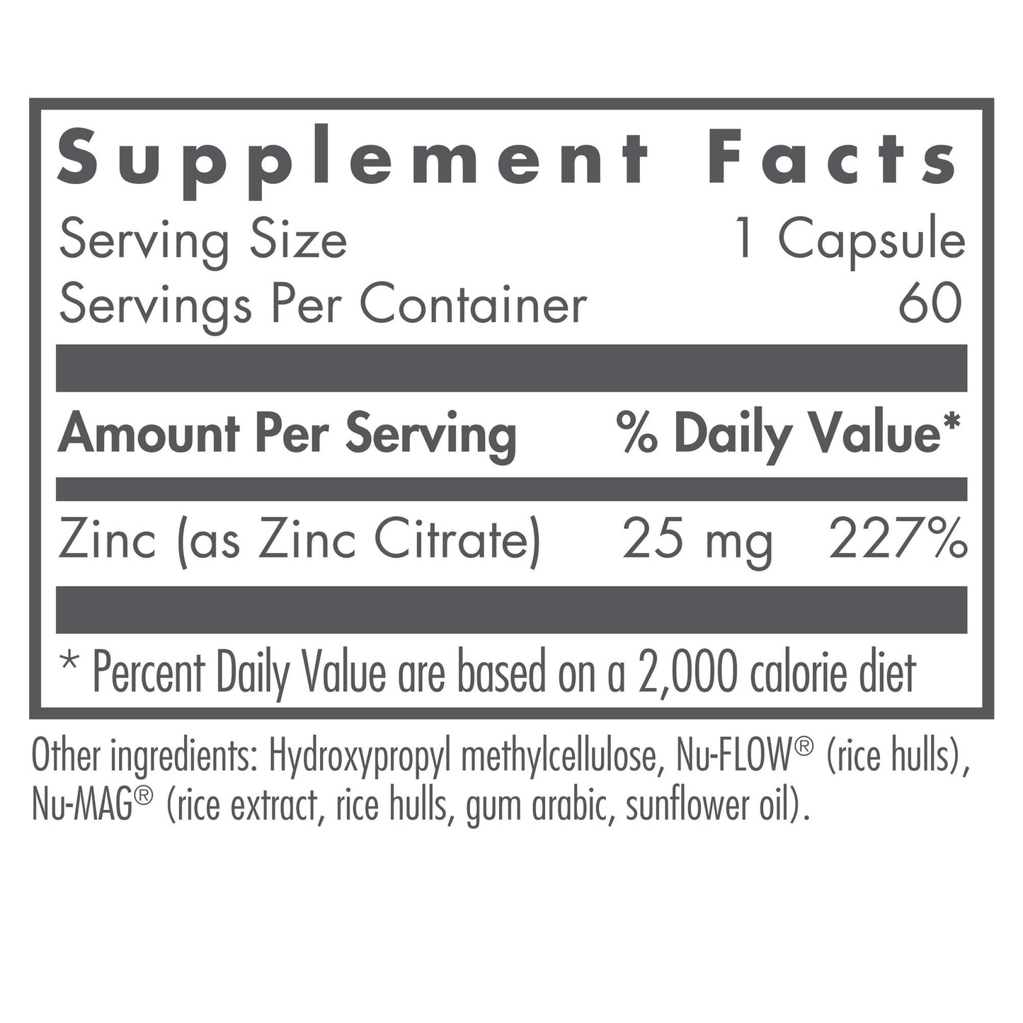 Nutricology Zinc Citrate Supplement 25mg – Immune Support, Vegetarian Capsules (60 Count)