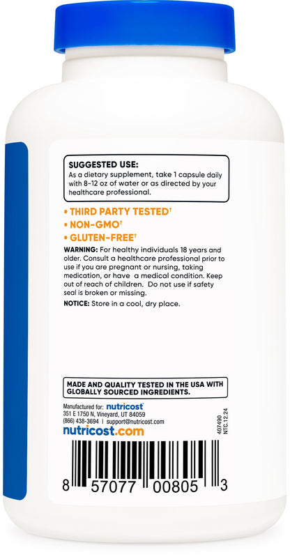 Nutricost Magnesium Oxide 375mg, 240 Capsules – 210mg Magnesium, Non-GMO, Gluten Free