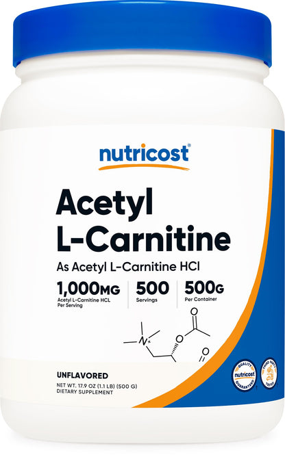 Nutricost Acetyl L-Carnitine (ALCAR) Powder 1000mg, 500g