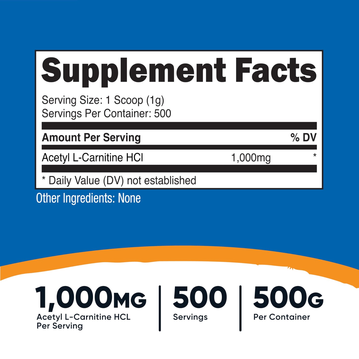 Nutricost Acetyl L-Carnitine (ALCAR) Powder 1000mg, 500g