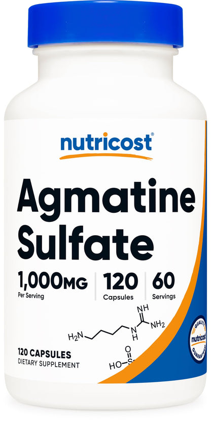 Nutricost Agmatine Sulfate 1000mg – 120 Caps | Gluten Free, Non-GMO