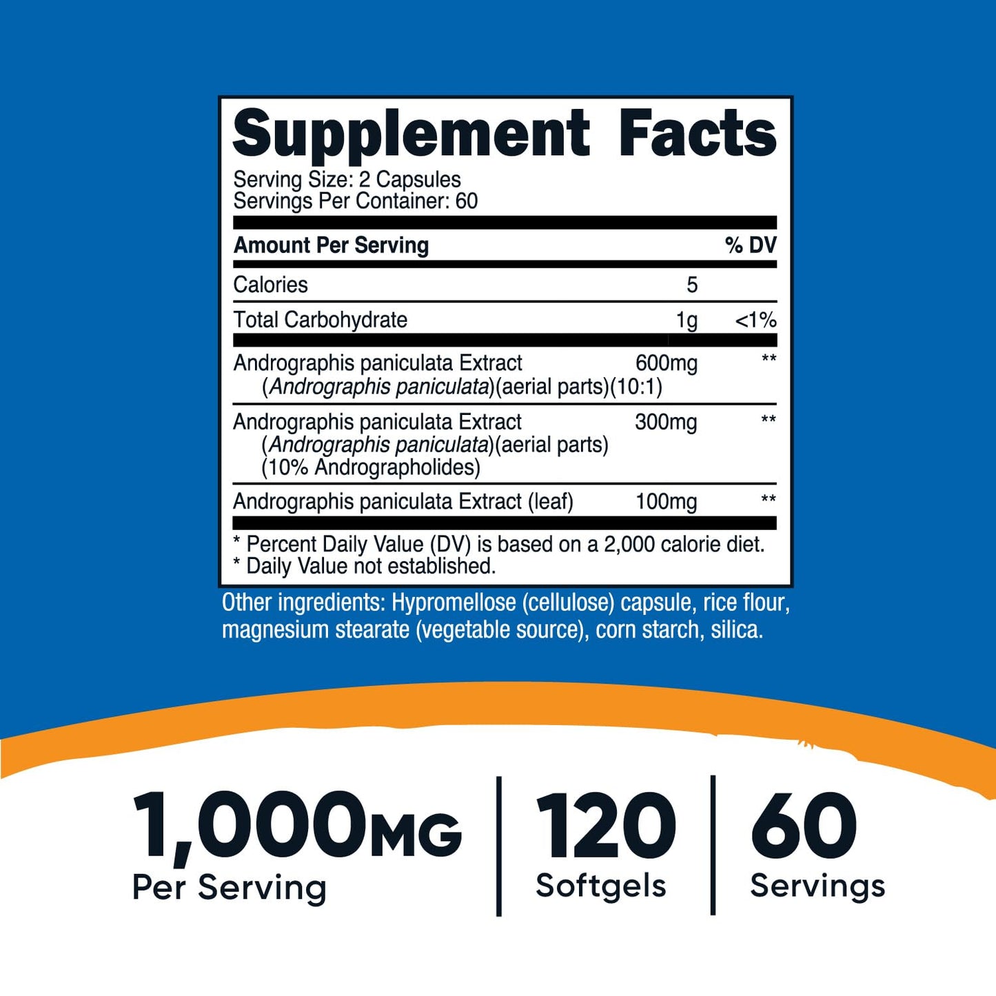 Nutricost Andrographis Extract Capsules 1000mg (120 Count) – 60 Servings | Health & Wellness Vegetarian Supplement
