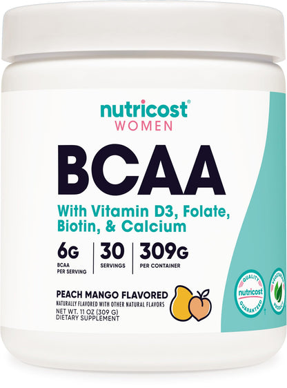 Nutricost BCAA for Women - Peach Mango (30 Servings) | Non-GMO & Gluten-Free