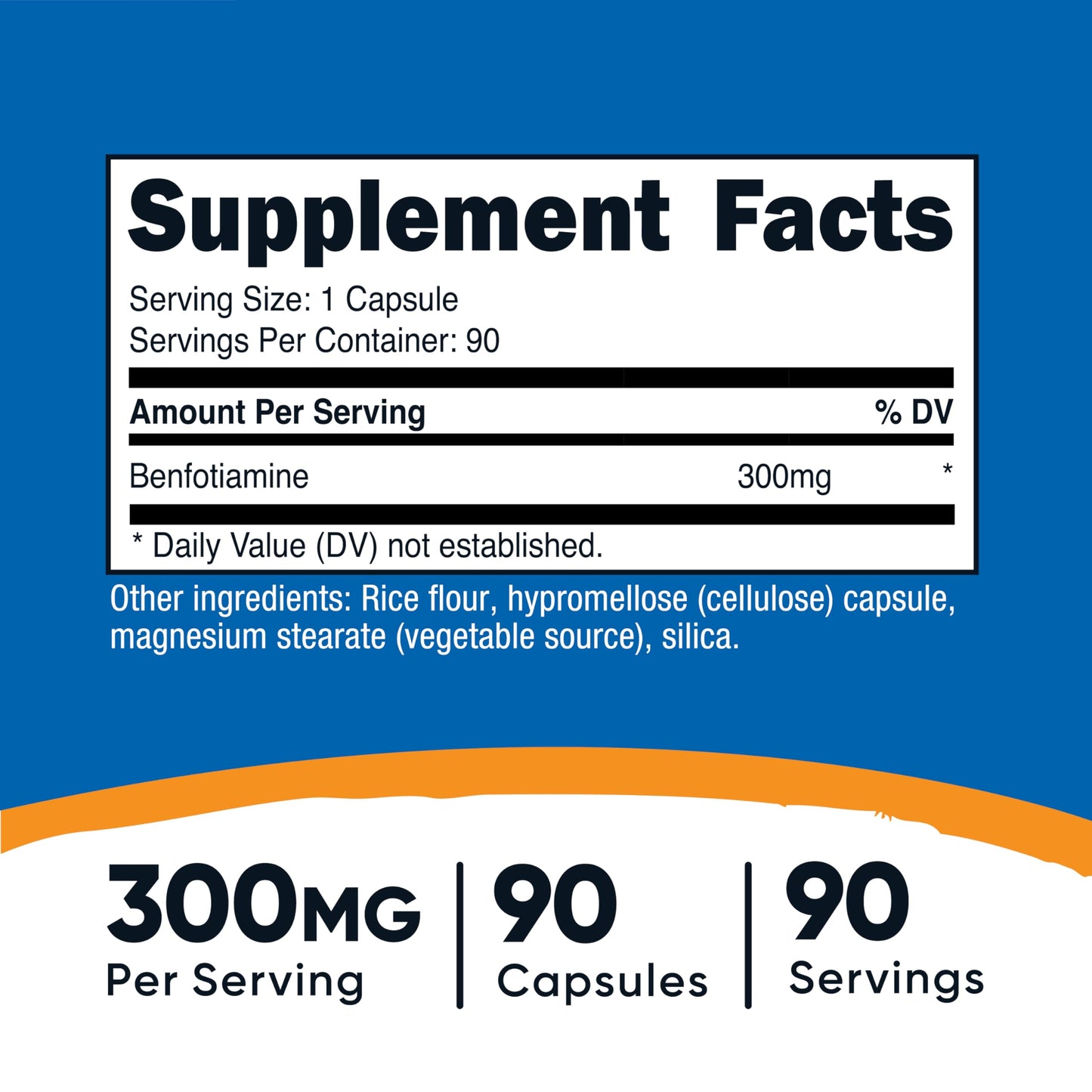 Nutricost Benfotiamine 300mg – 90 Capsules | Gluten Free, Non-GMO, Vegetarian Vitamin B1 (Fat-Soluble)