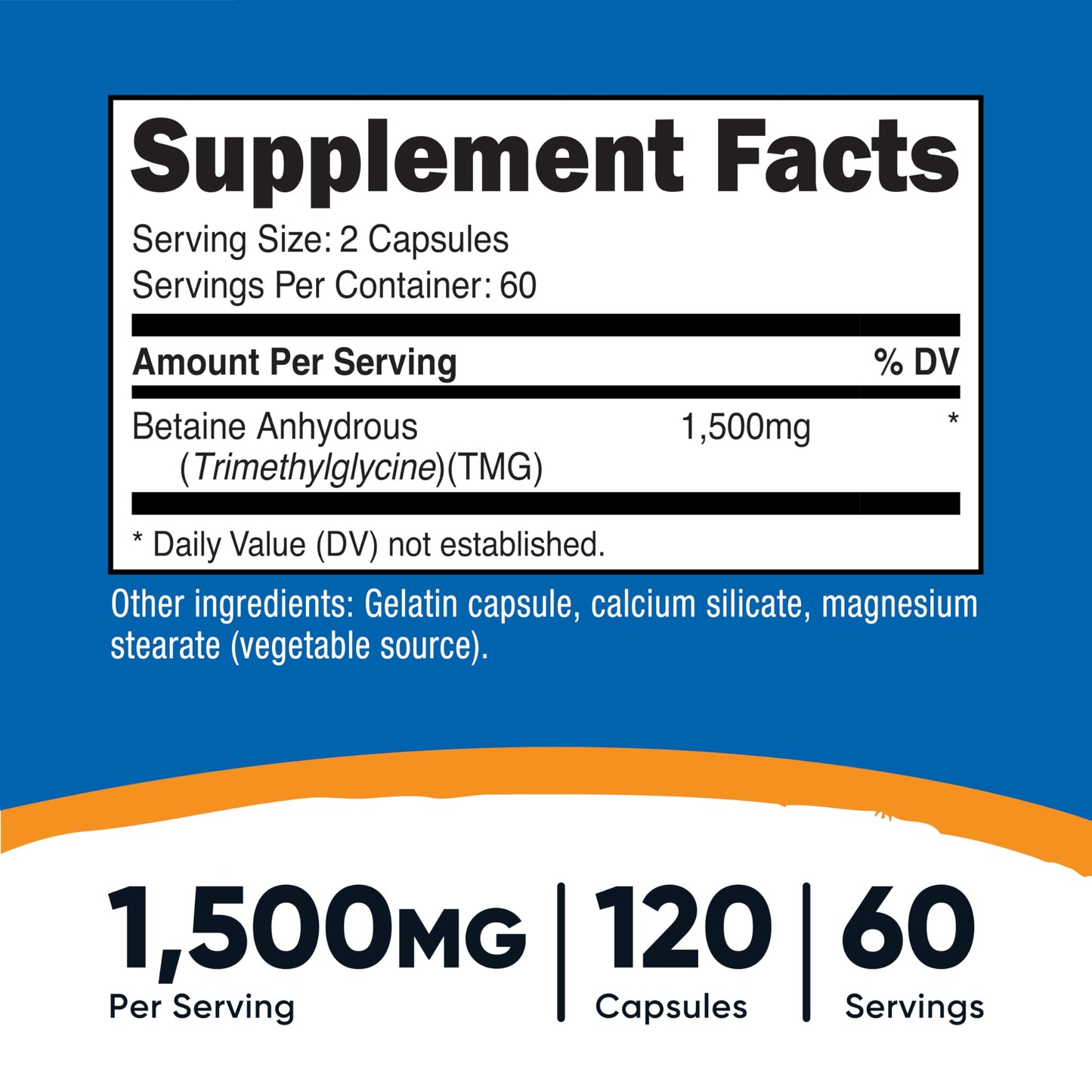 Nutricost Betaine Anhydrous 1500mg Capsules - 60 Servings, Gluten Free