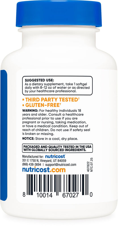 Nutricost Biotin 5,000mcg – 150 Softgels | Vitamin B7, Gluten Free, Non-GMO