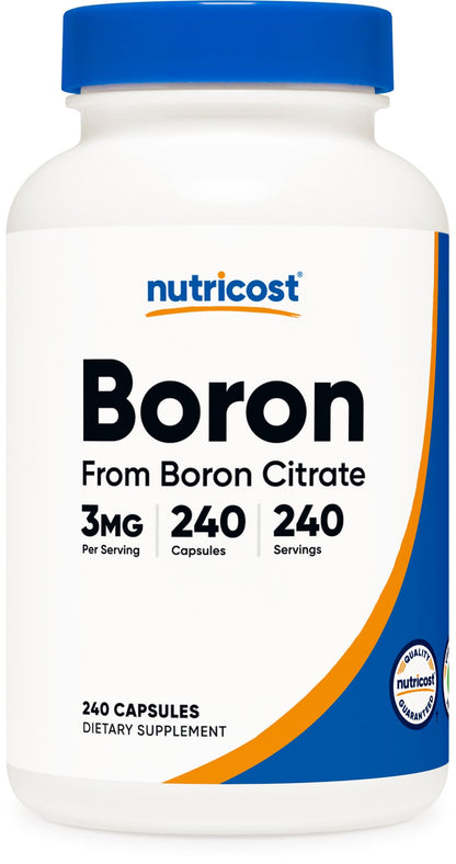 Nutricost Boron 3mg Supplement – 240 Vegetarian Capsules | Gluten Free & Non-GMO