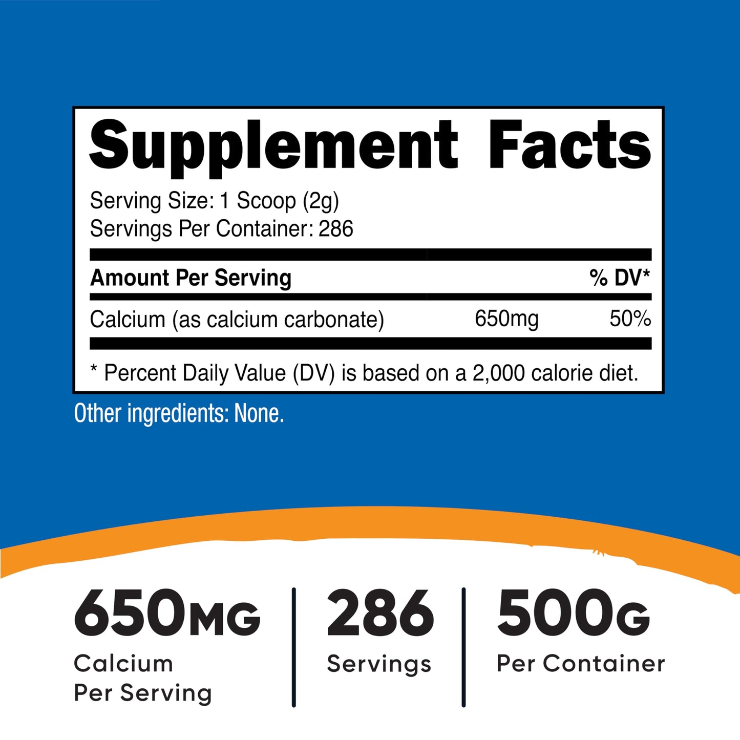 Nutricost Calcium Carbonate Powder 500 Grams | 650 mg per Serving