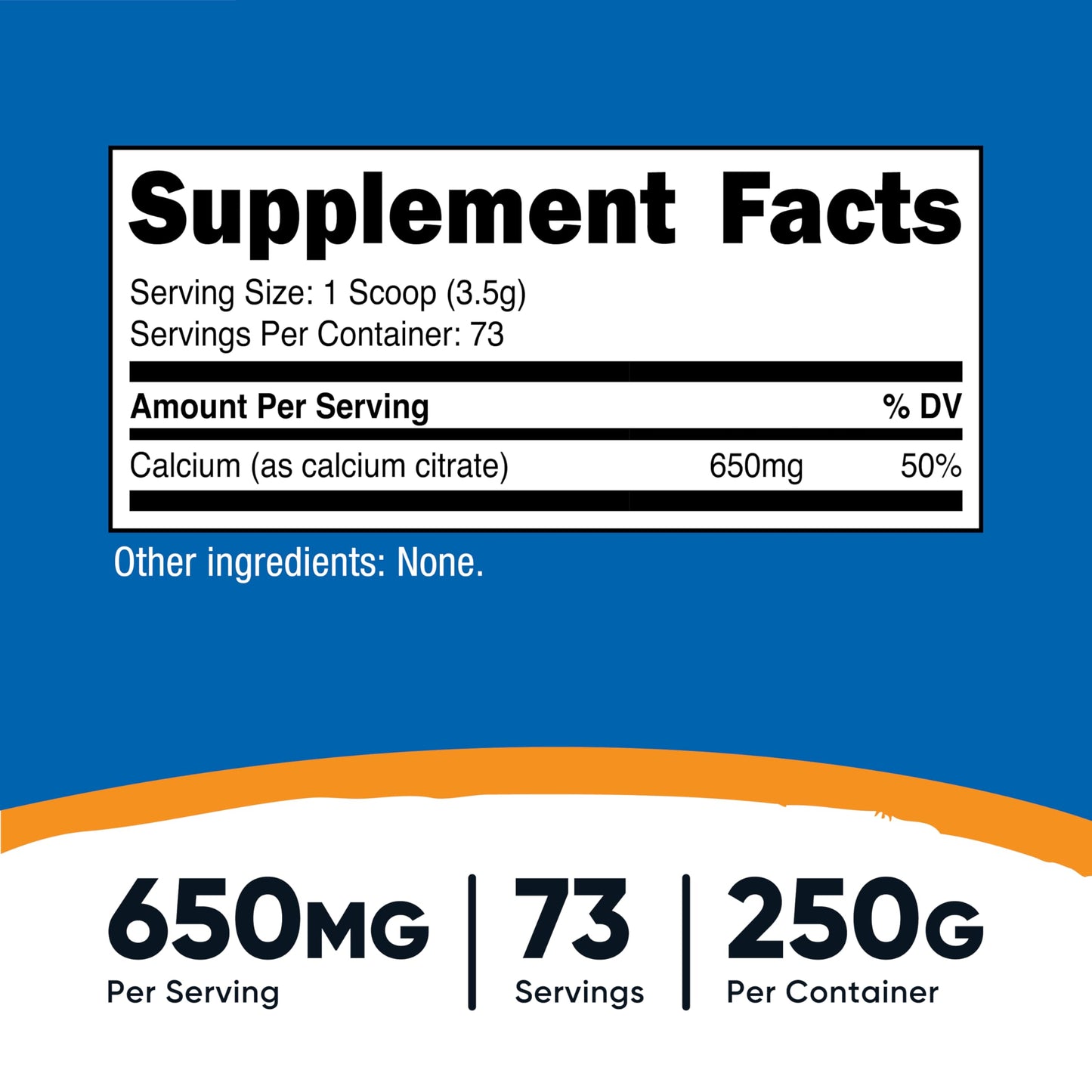 Nutricost Calcium Citrate Powder 250g Unflavored | 650 mg Calcium per Serving
