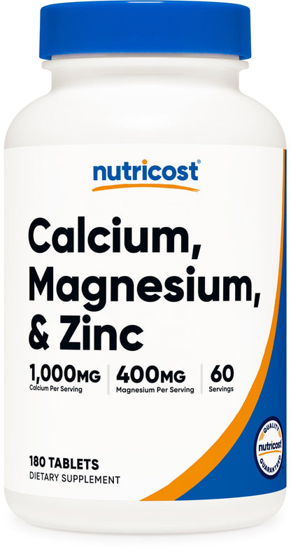 Nutricost Calcium Magnesium Zinc Tablets 1,415 mg – 180 Tablets, 60 Servings | Gluten Free, Non-GMO