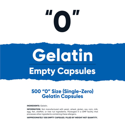 Nutricost Empty Gelatin Capsules Size 0 (500 Count) – Clear, Kosher, Non-GMO, Soy Free, Gluten Free