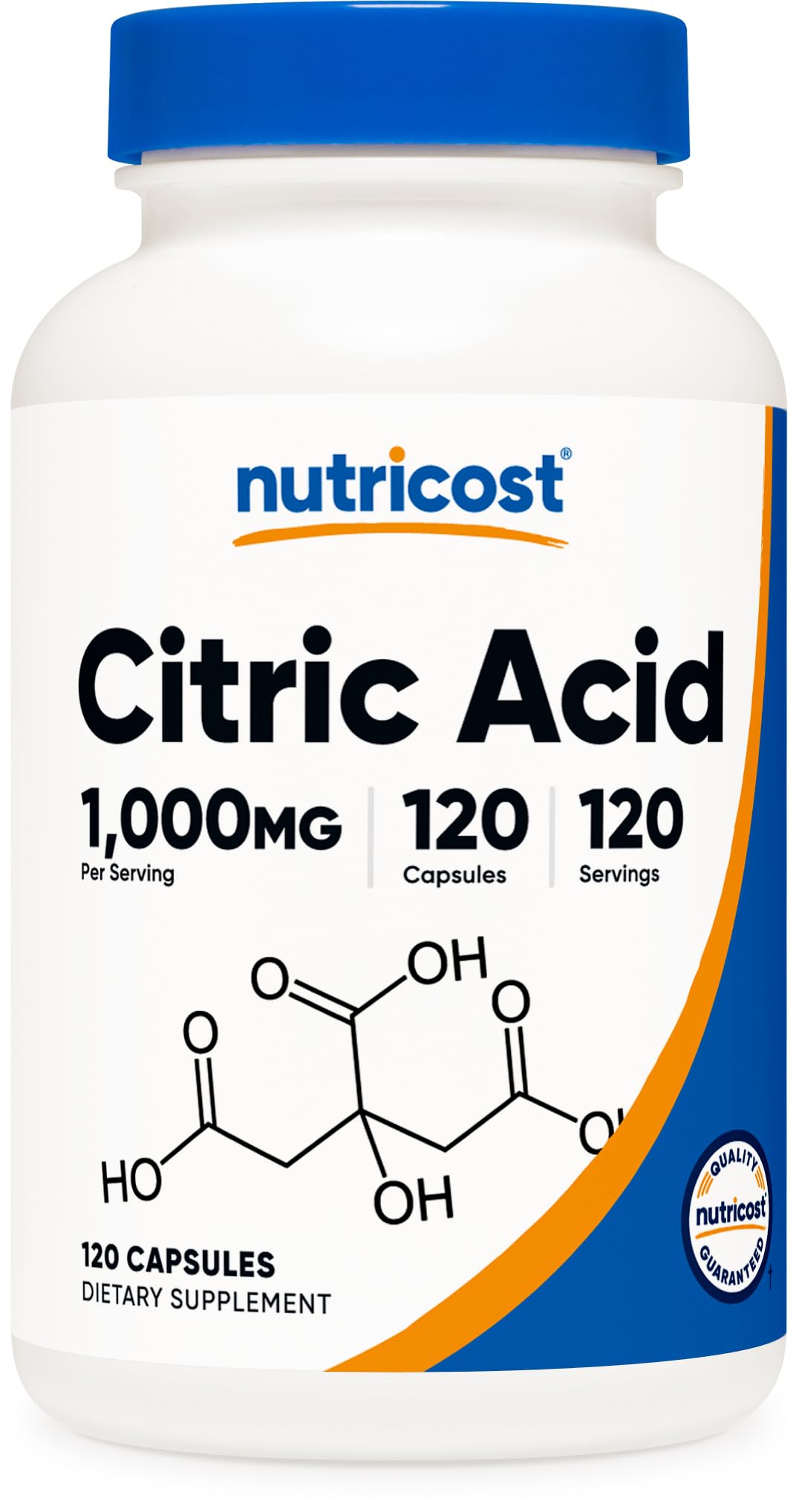 Nutricost Citric Acid 1000mg (1g) - 120 Capsules - Gluten Free, Non-GMO