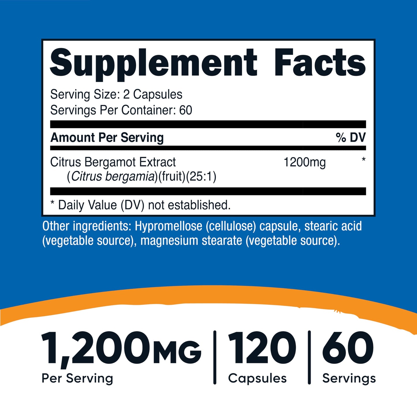 Nutricost Citrus Bergamot Capsules 1,200mg – 25:1 Extract – 60 Servings – Gluten Free, Vegan & Non-GMO