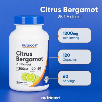 Nutricost Citrus Bergamot Capsules 1,200mg – 25:1 Extract – 60 Servings – Gluten Free, Vegan & Non-GMO