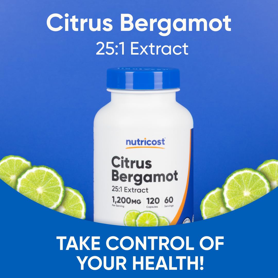 Nutricost Citrus Bergamot Capsules 1,200mg – 25:1 Extract – 60 Servings – Gluten Free, Vegan & Non-GMO