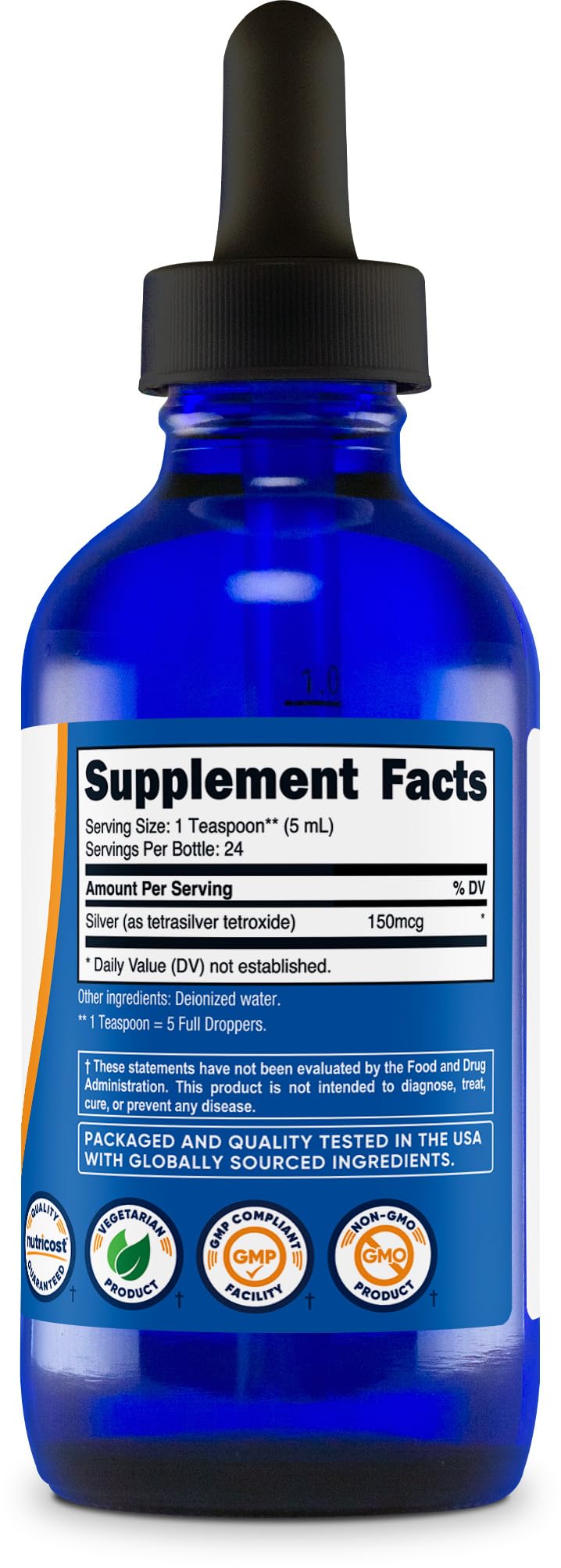 Nutricost Colloidal Silver 4oz – Bio-Active, Cobalt Blue Glass Bottles