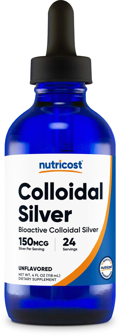 Nutricost Colloidal Silver 4oz – Bio-Active, Cobalt Blue Glass Bottles