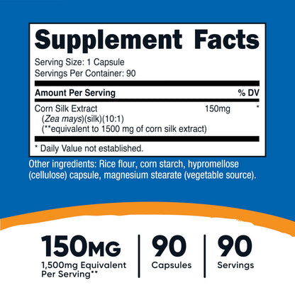 Nutricost Corn Silk (150mg) 90 Capsules - Corn Silk Extract, Vegan, Gluten-Free, GMO-Free