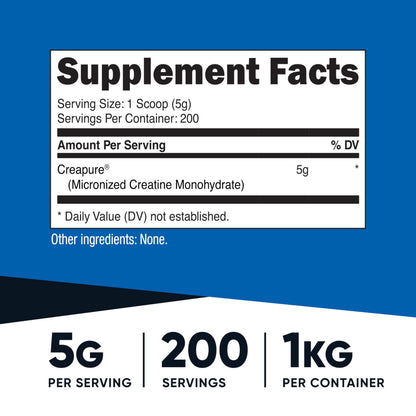 Nutricost Creapure Creatine Monohydrate Powder 1KG | 200 Servings