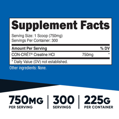 Nutricost Creatine HCl Powder (8 OZ) – CON-CRET Creatine Hydrochloride, 300 Servings