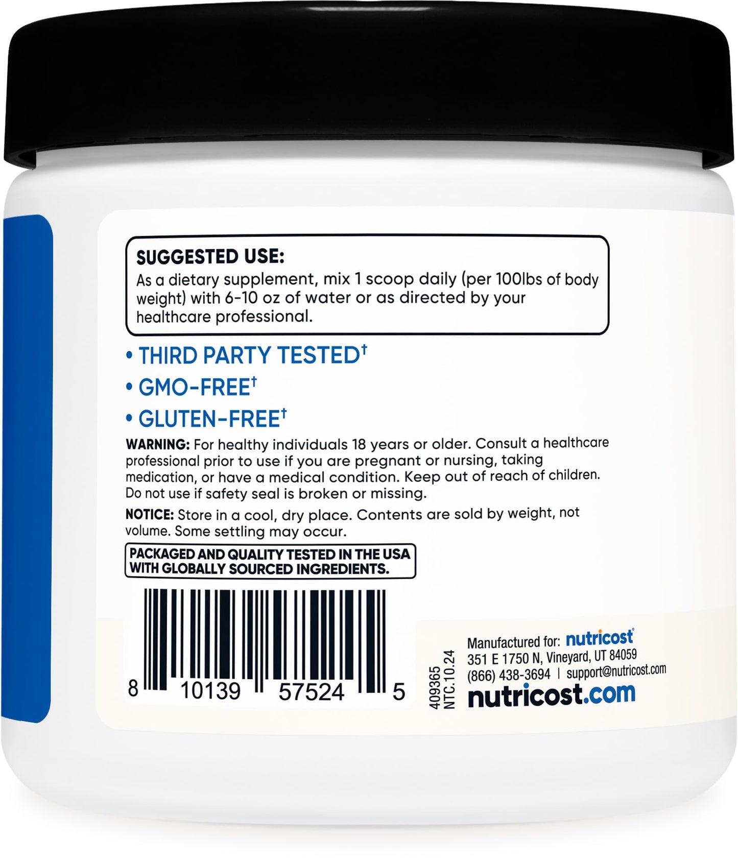 Nutricost Creatine HCl Powder (8 OZ) – CON-CRET Creatine Hydrochloride, 300 Servings