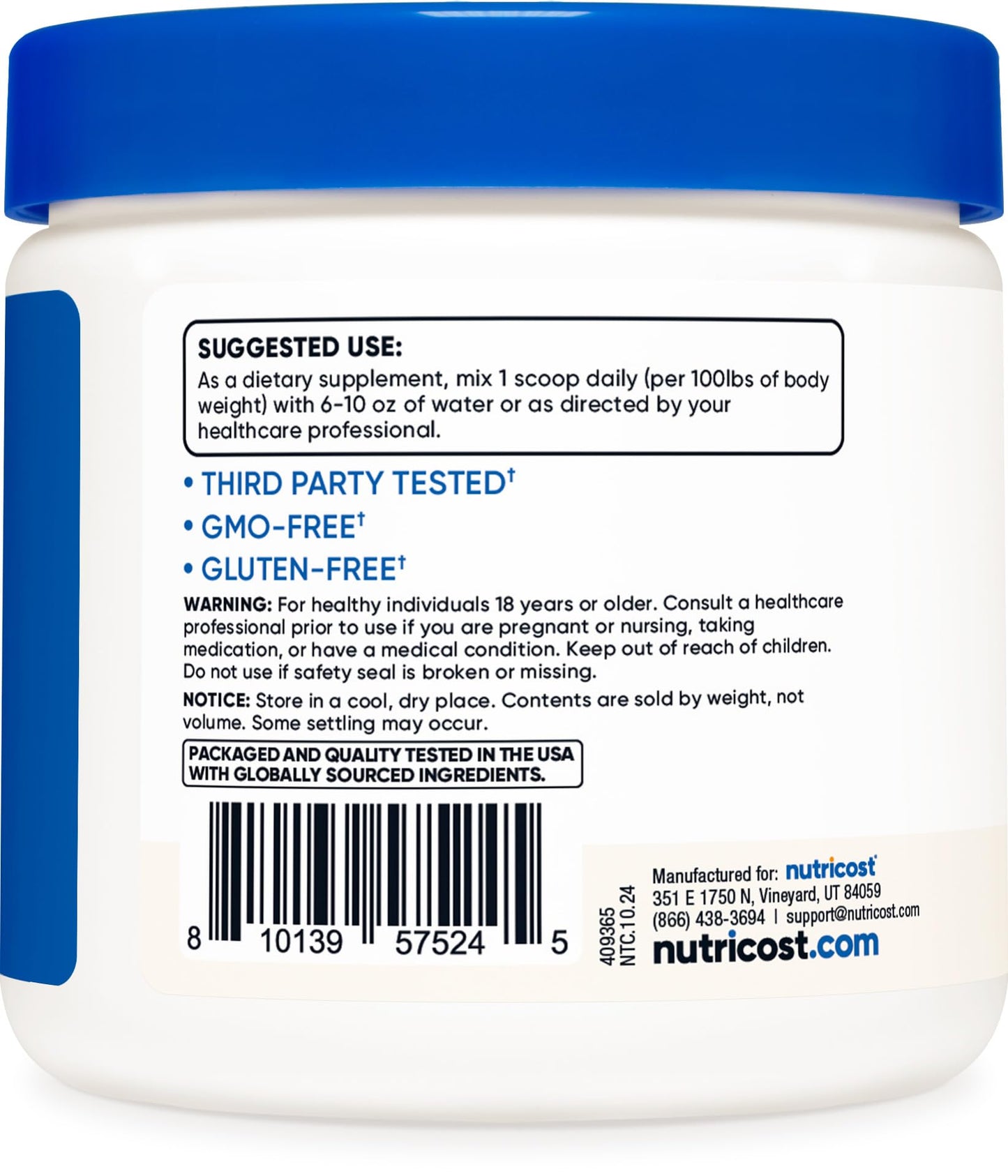 Nutricost Creatine HCl Powder (8 OZ) – CON-CRET Creatine Hydrochloride, 300 Servings
