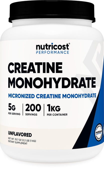 Nutricost Creatine Monohydrate Micronized Powder (1 KG) – 200 Servings, Pure Creatine Monohydrate