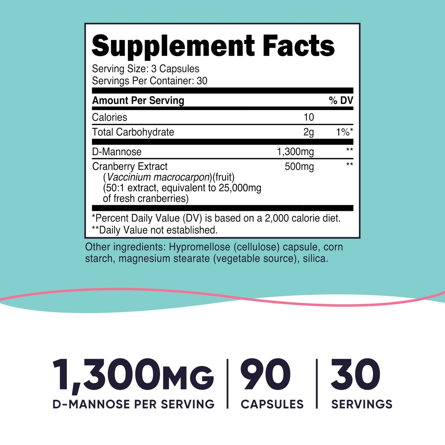 Nutricost D-Mannose with Cranberry Extract 1300mg - 90 Capsules