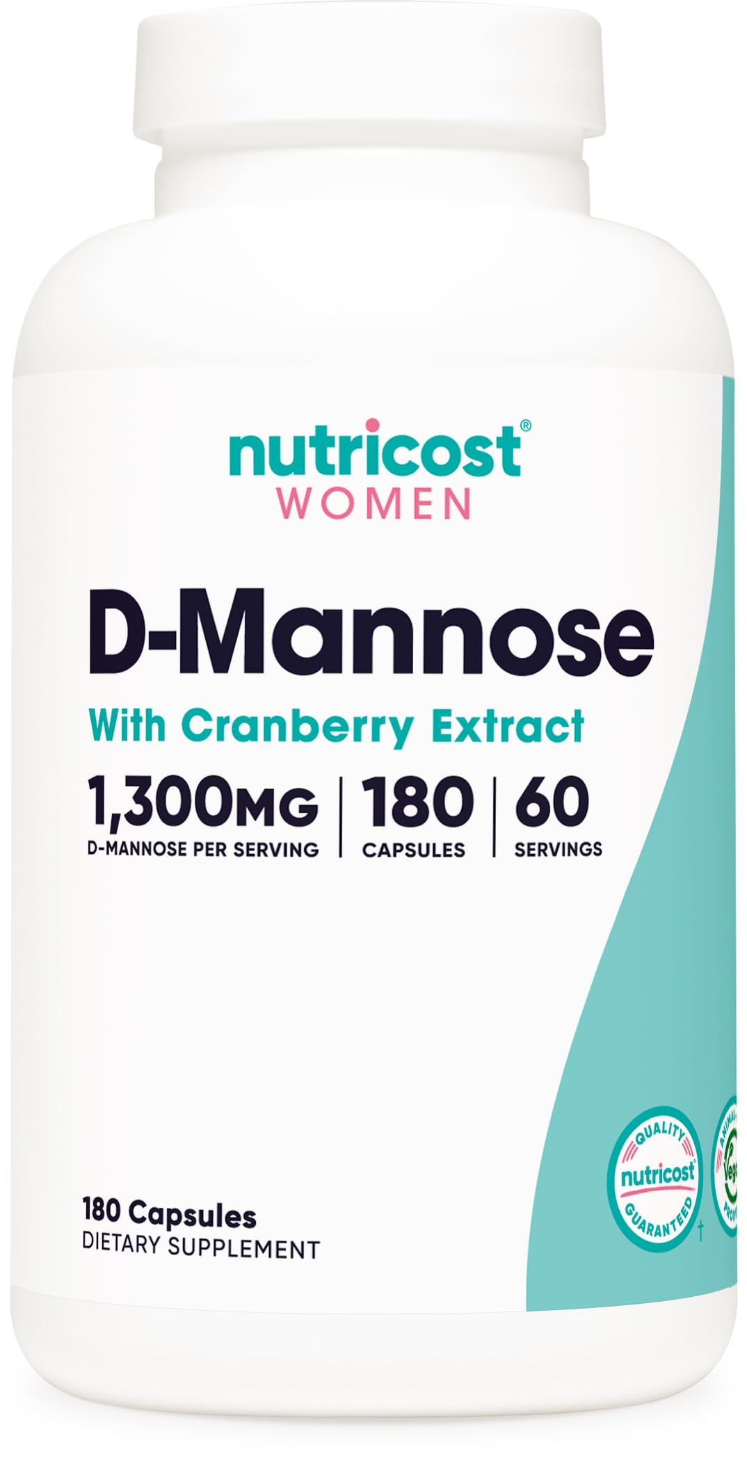 Nutricost D-Mannose with Cranberry Extract for Women – 1300mg | 180 Capsules