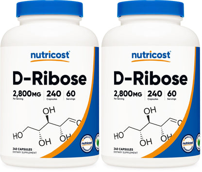 Nutricost D-Ribose 700mg (2800mg per Serving) – 240 Capsules x 2 Pack – Vegetarian, Non-GMO, Gluten Free