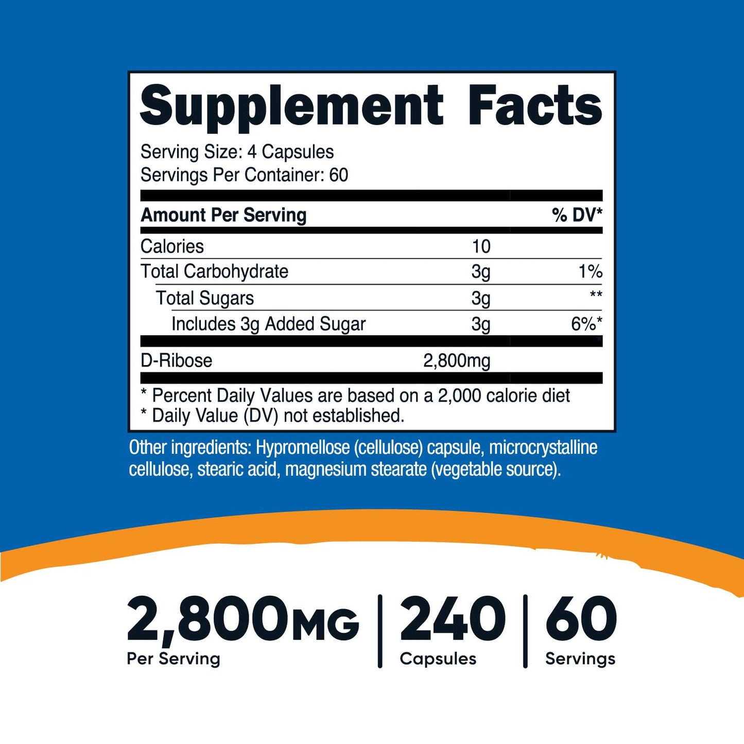 Nutricost D-Ribose 700mg (2800mg per Serving) – 240 Capsules x 2 Pack – Vegetarian, Non-GMO, Gluten Free