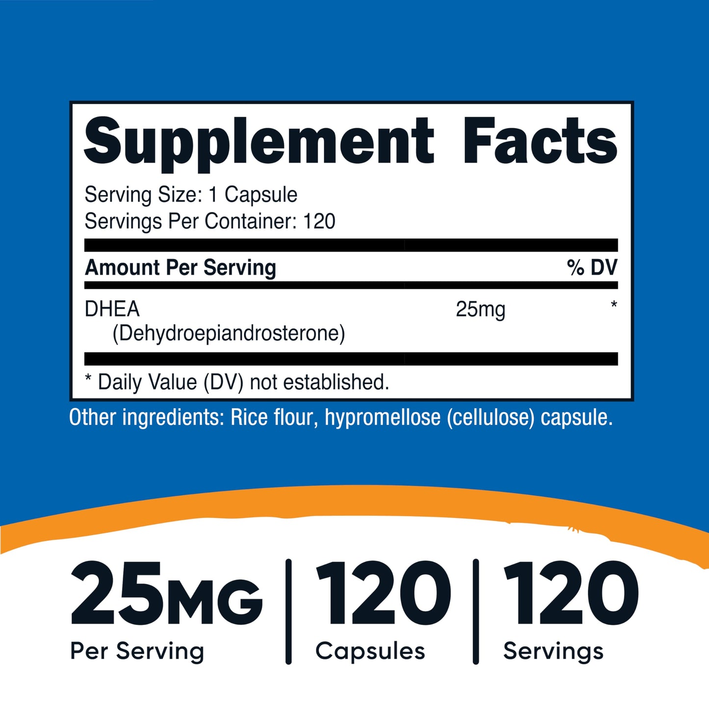 Nutricost DHEA 25mg - 120 Capsules | Gluten Free, Non-GMO, Soy Free