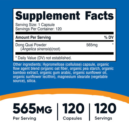 Nutricost Dong Quai 565mg – 120 Vegetarian Capsules (Angelica Sinensis) | Gluten Free & Non-GMO