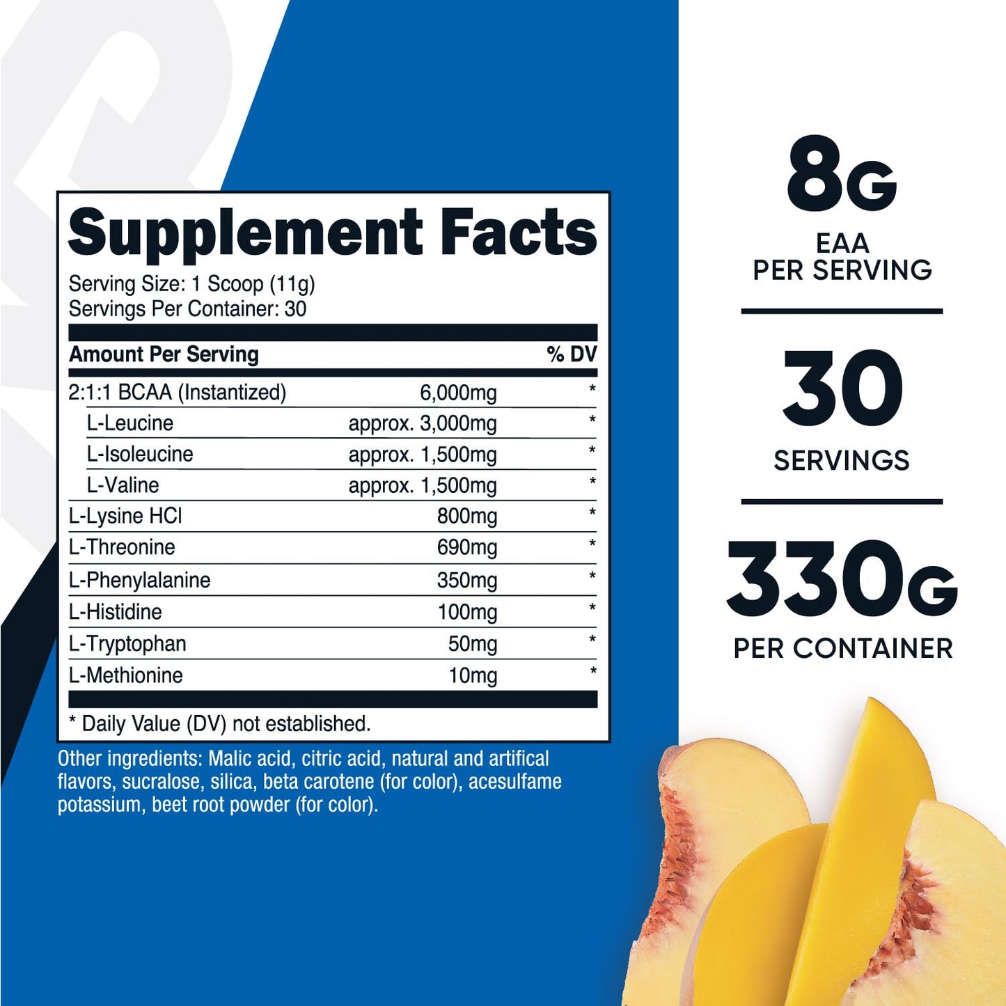 Nutricost EAA Powder 30 Servings Peach Mango — Essential Amino Acids, Non-GMO, Gluten Free, Vegetarian Friendly (Pack of 2)