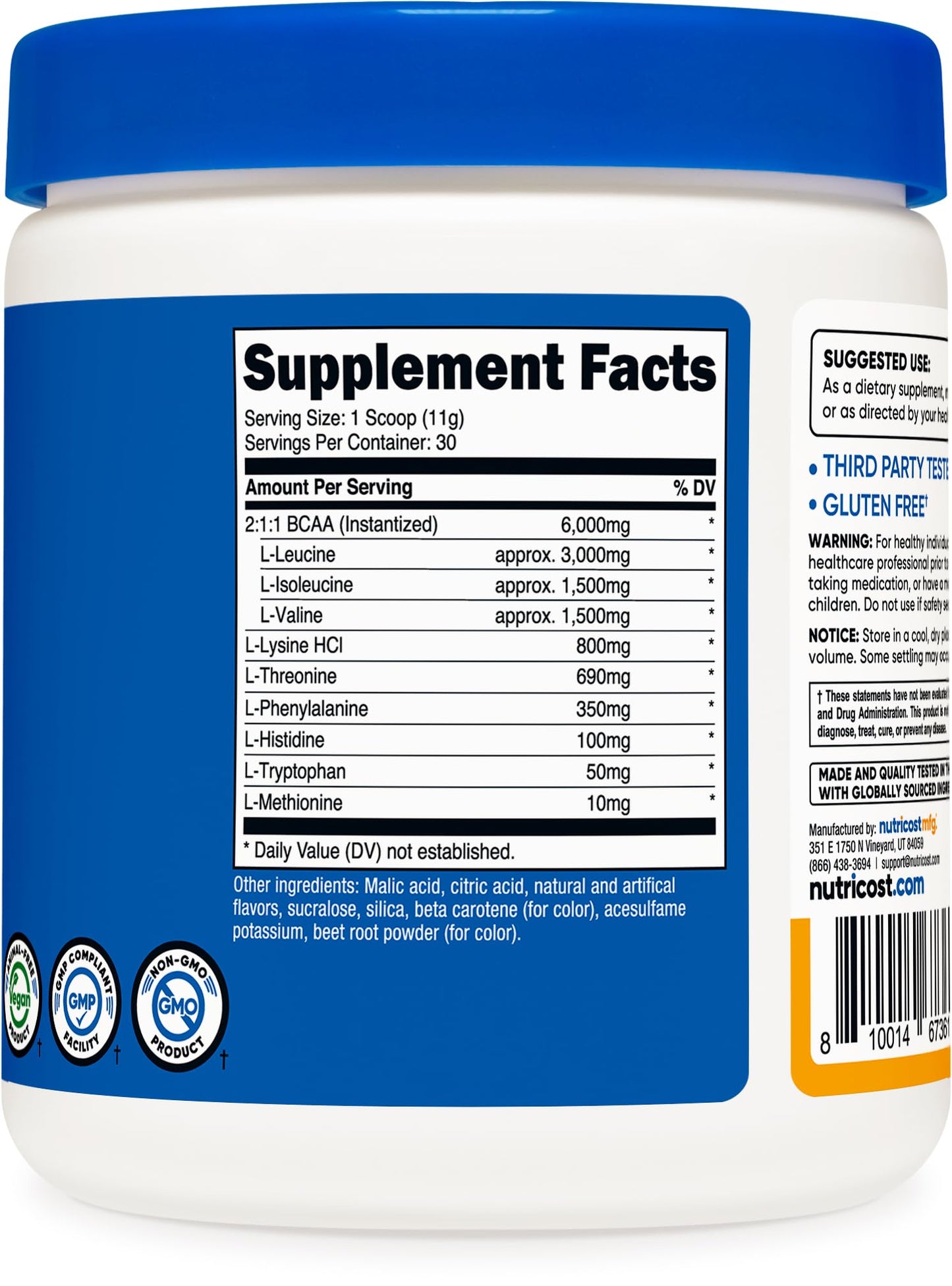 Nutricost EAA Powder 30 Servings Peach Mango — Essential Amino Acids, Non-GMO, Gluten Free, Vegetarian Friendly (Pack of 2)