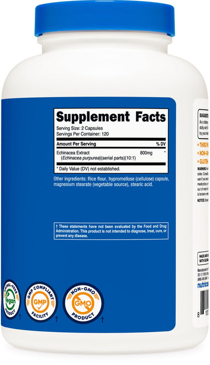 Nutricost Echinacea 800mg - 240 Vegetarian Capsules | Non-GMO, Gluten Free