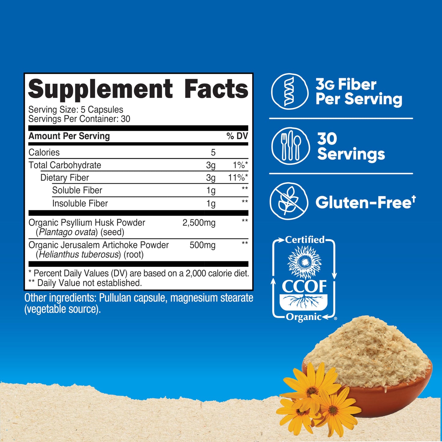 Nutricost Fiber Capsules – Organic Psyllium Husk & Jerusalem Artichoke, 150 Caps