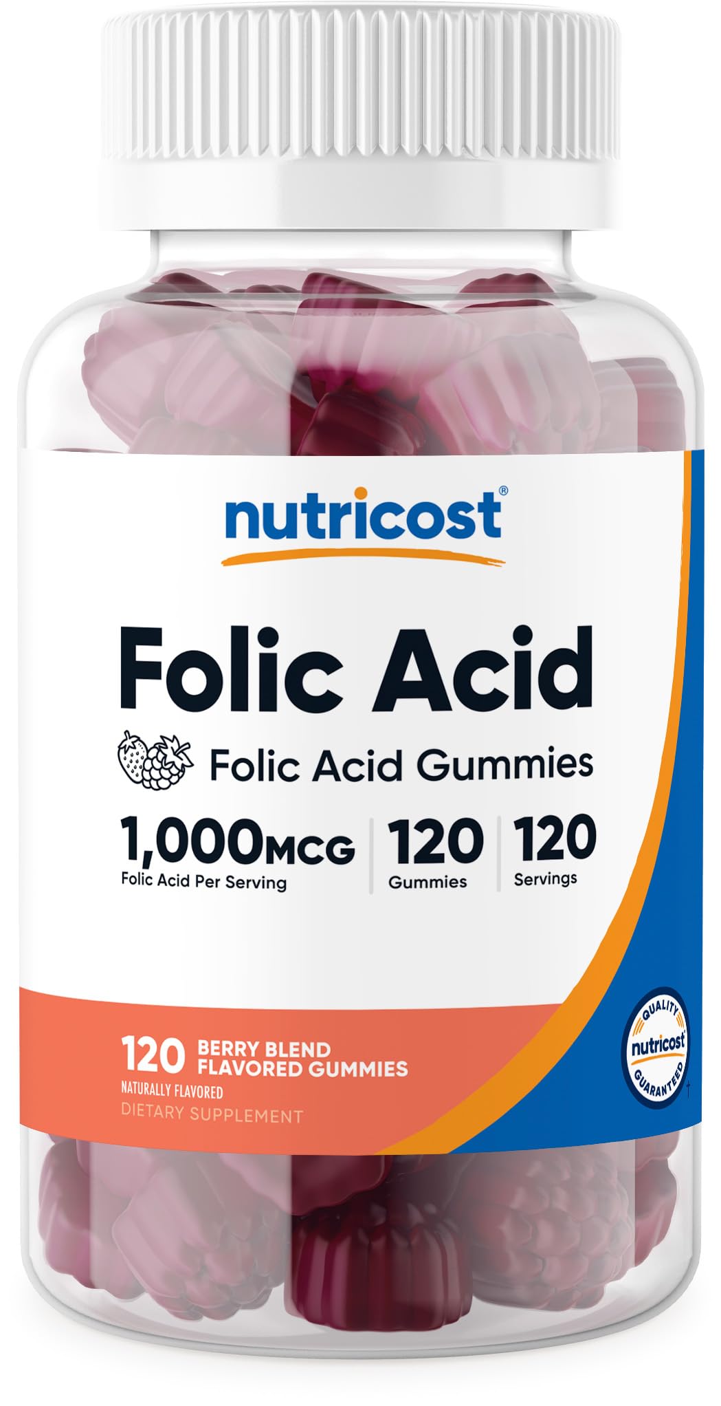 Nutricost Folic Acid Gummies – 120 ct, 1 mg per Serving (Vitamin B9)