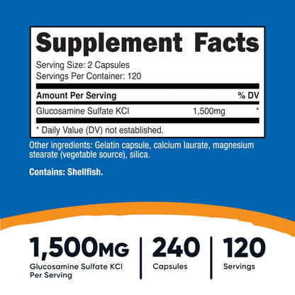 Nutricost Glucosamine Sulfate 1500mg – 240 Capsules (Pack of 2) | Gluten Free, Non-GMO