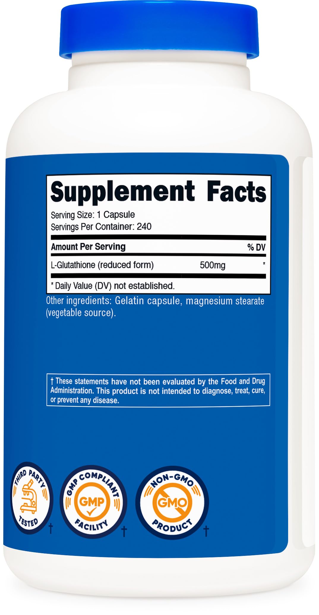 Nutricost Glutathione Capsules 500mg – 240 Count | Gluten Free & Non-GMO
