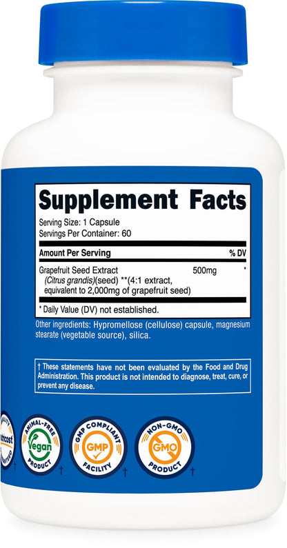 Nutricost Grapefruit Seed Extract 2,000mg – 60 Vegetarian Capsules | Gluten Free, Non-GMO