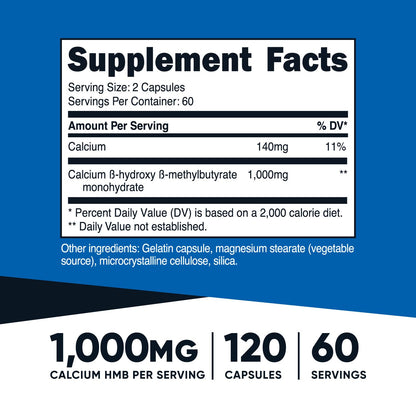 Nutricost HMB 1000mg | 120 Capsules | Gluten Free & Non-GMO