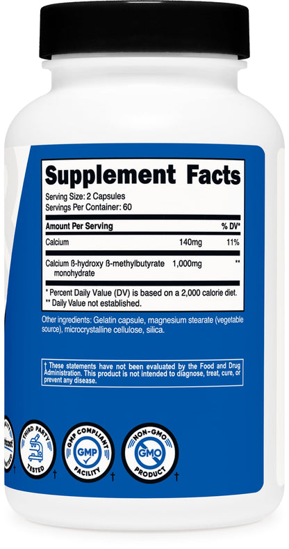 Nutricost HMB 1000mg | 120 Capsules | Gluten Free & Non-GMO