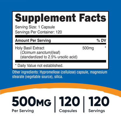 Nutricost Holy Basil Capsules 500mg – 120 Vegetarian, Gluten Free & Non-GMO