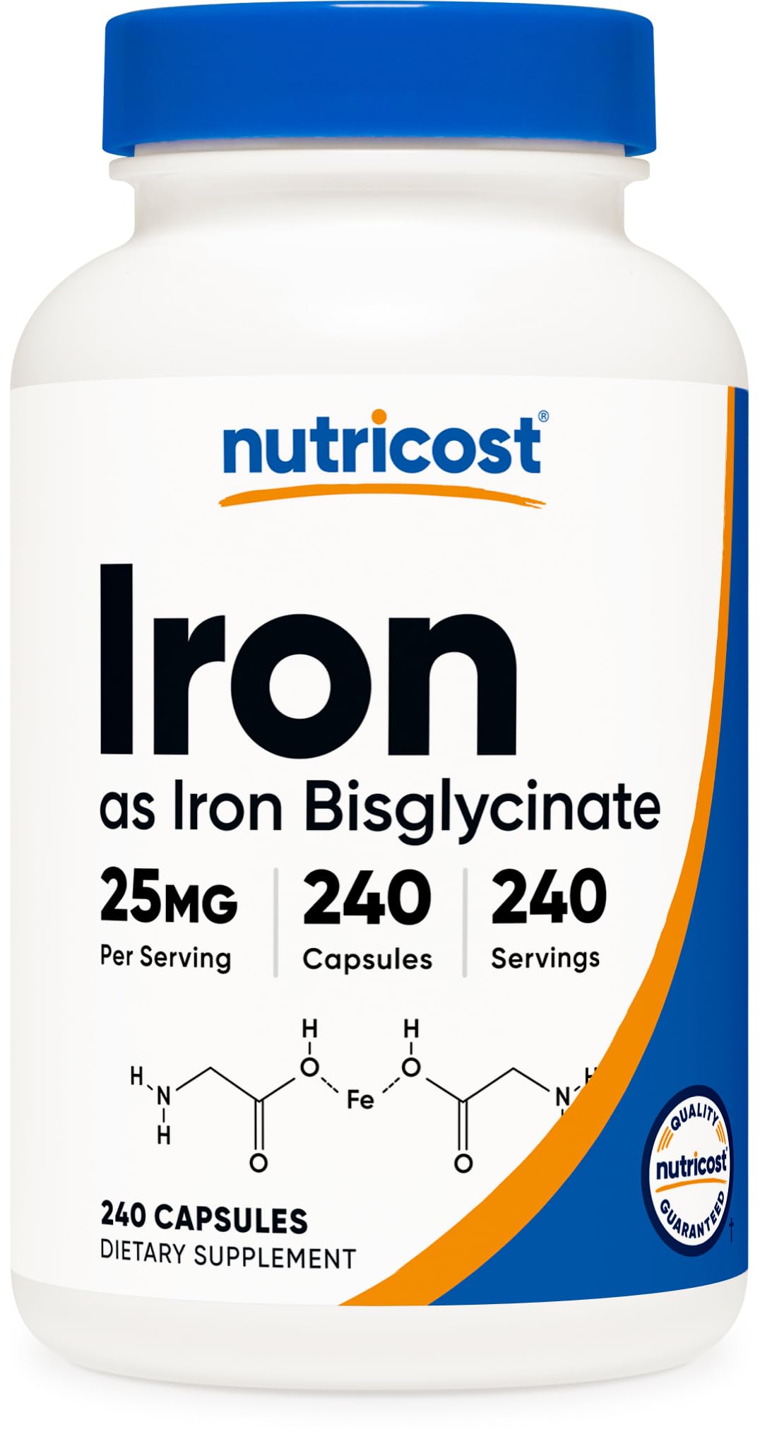 Nutricost Iron Bisglycinate 25mg - 240 Capsules | Ferrous Bisglycinate Chelate, Non-GMO, Gluten-Free
