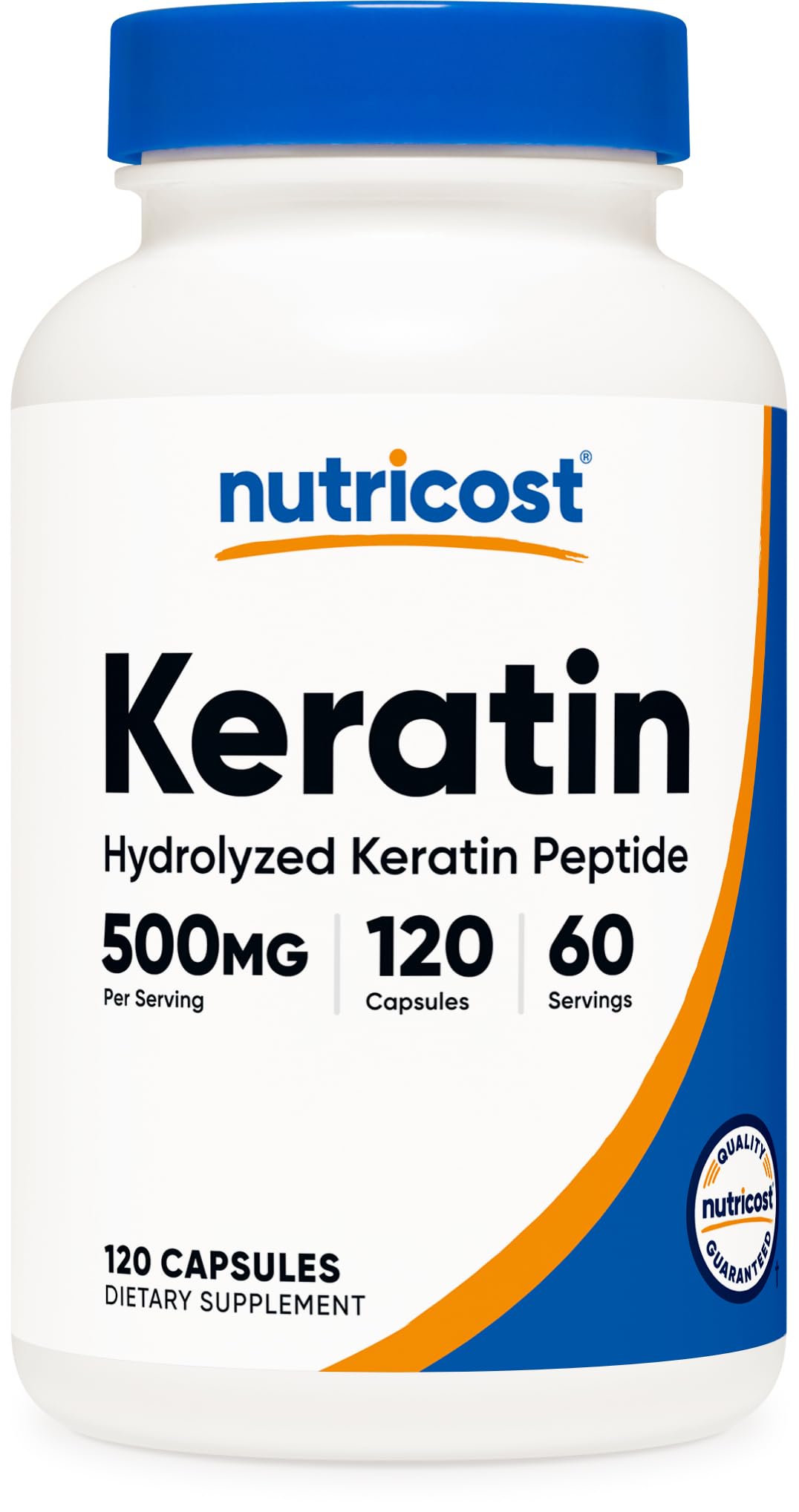 Nutricost Keratin Hydrolized Peptide Capsules - 500MG, 120 Capsules (60 Servings) - Non-GMO, Gluten-Free