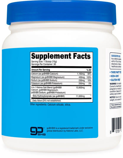 Nutricost Keto BHB Exogenous Ketones 4-in-1 – 30 Servings, 12g BHB Per Serving, Unflavored Ketone Salts