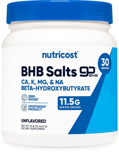 Nutricost Keto BHB Exogenous Ketones 4-in-1 – 30 Servings, 12g BHB Per Serving, Unflavored Ketone Salts